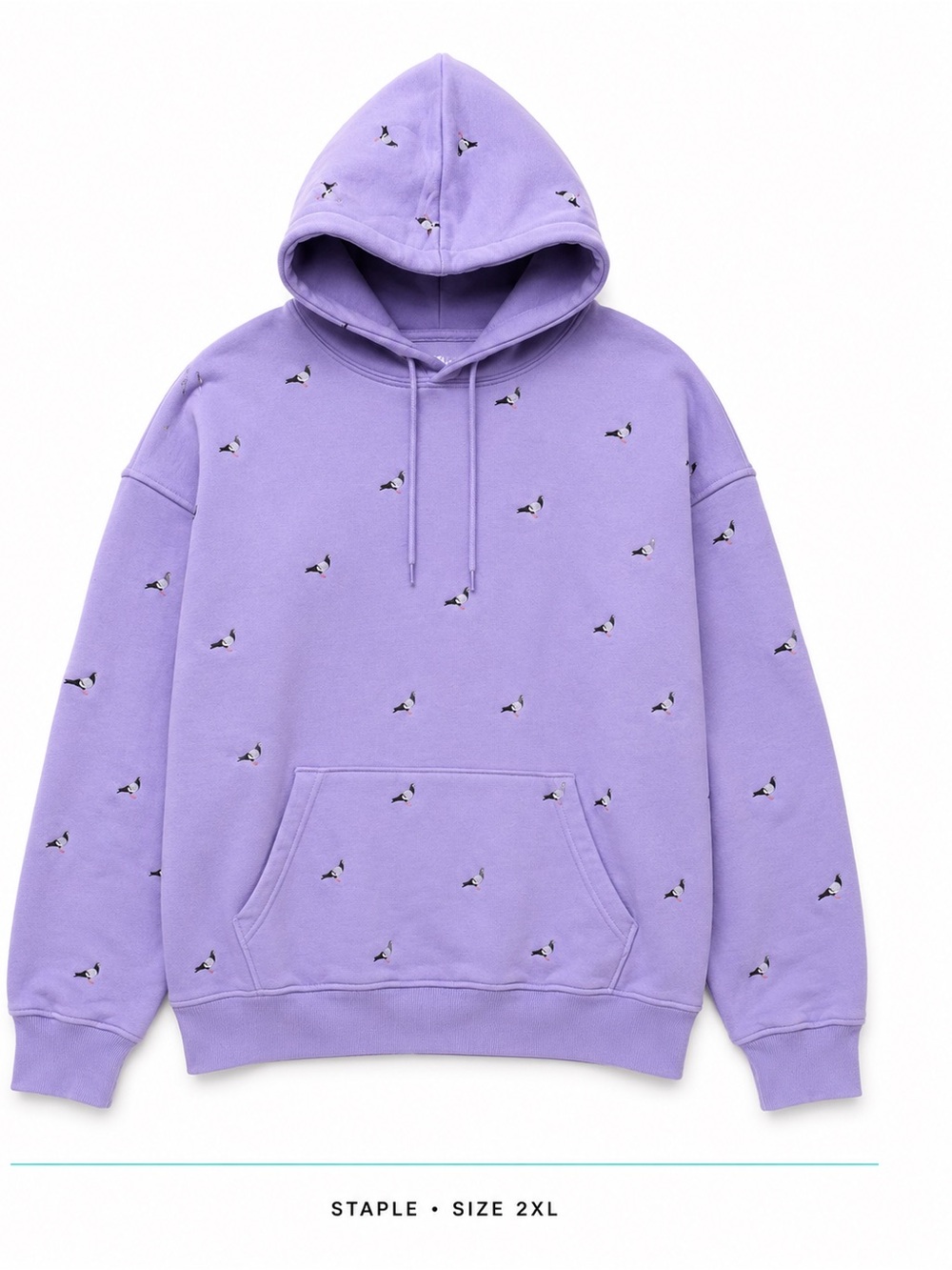 NWT Staple Pigeon Allover Embroidered Lilac Hoodie Men’s 2XL.